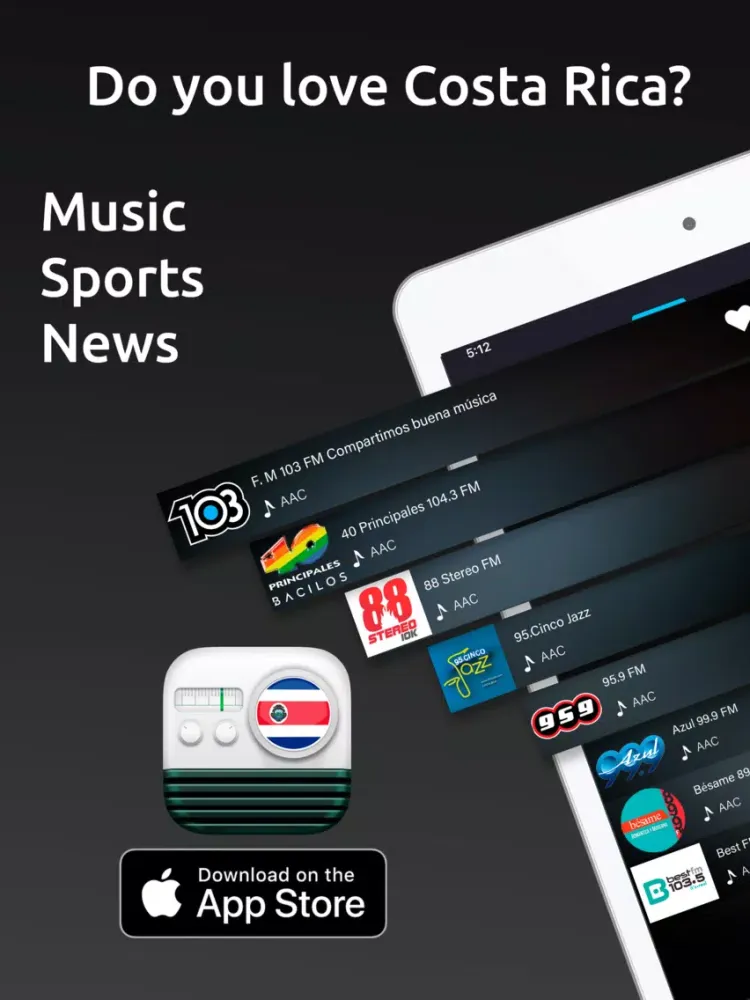 Screenshot di Costa Rica Radio: AM FM Live iPad 