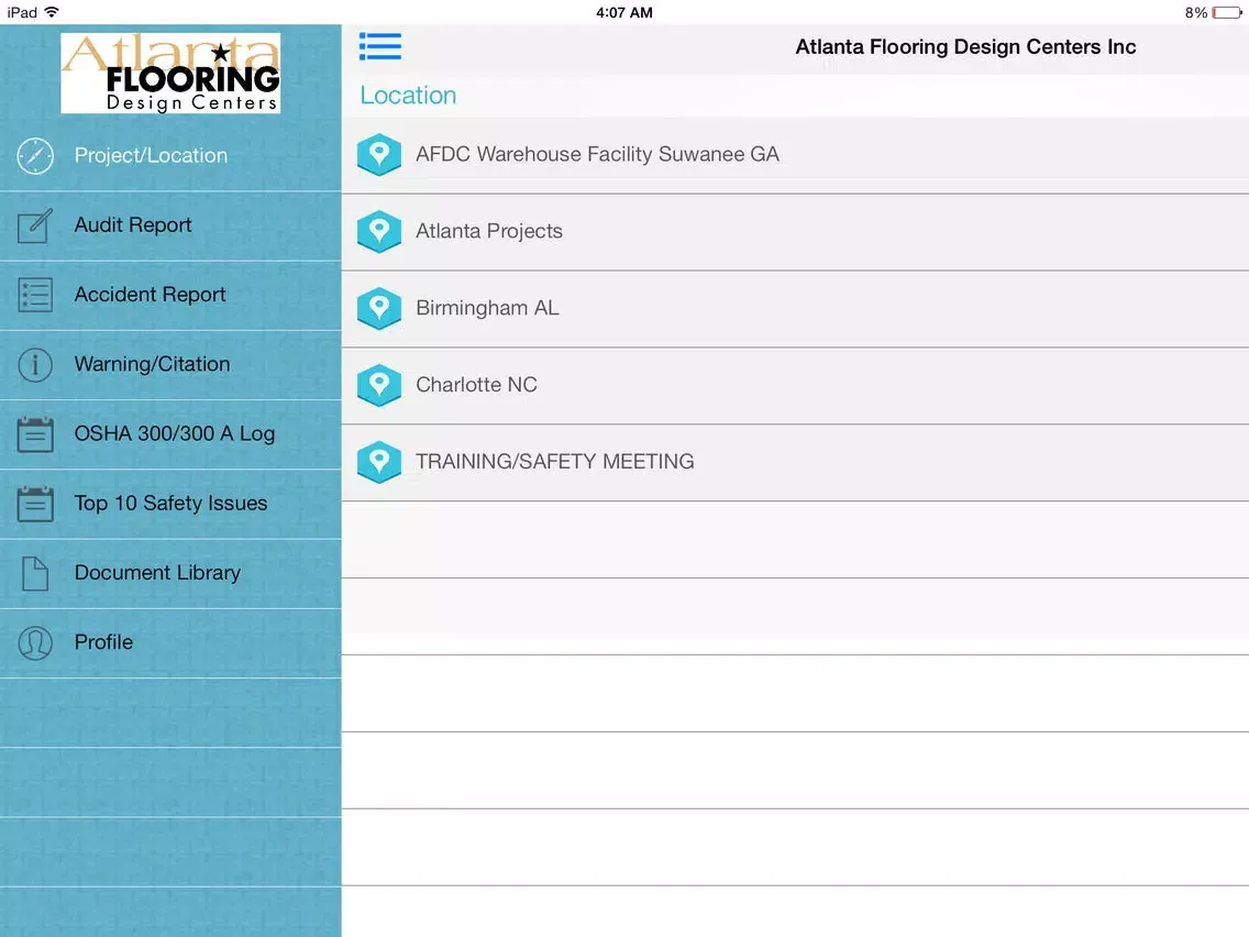 Atlanta Flooring Safety App iPad  Screenshots