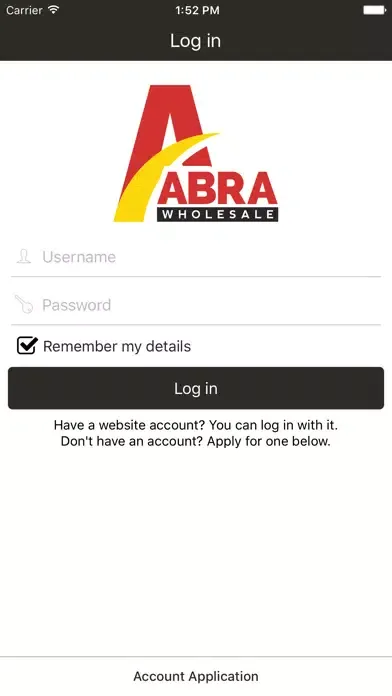 Ảnh chụp màn hình của Abra Wholesale