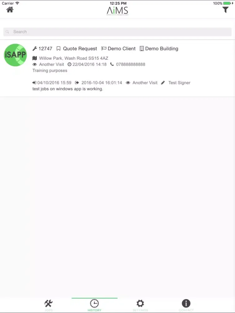 AiMS iSAPP iPad  스크린샷