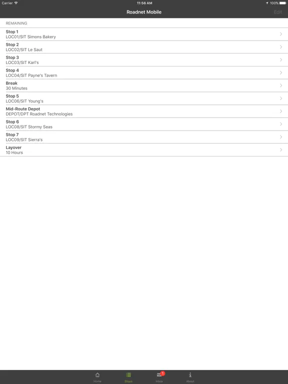 Roadnet Mobile iPad  स्क्रीनशॉट
