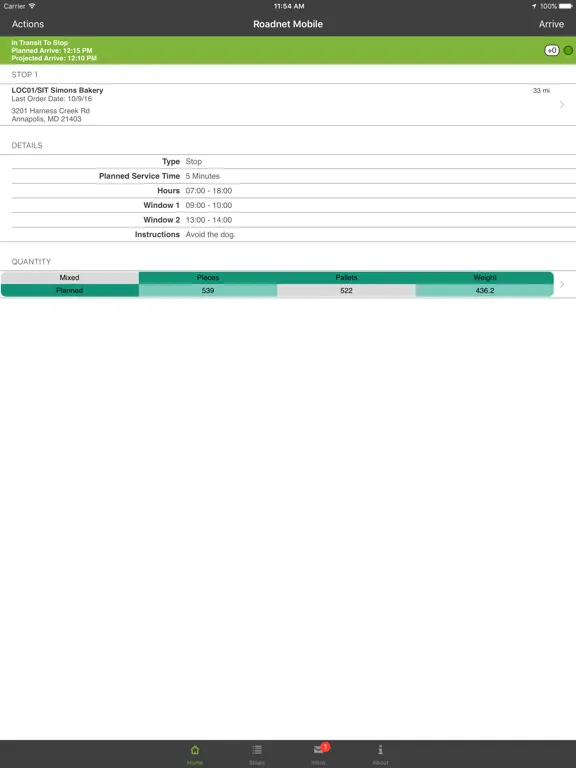 Roadnet Mobile iPad  स्क्रीनशॉट
