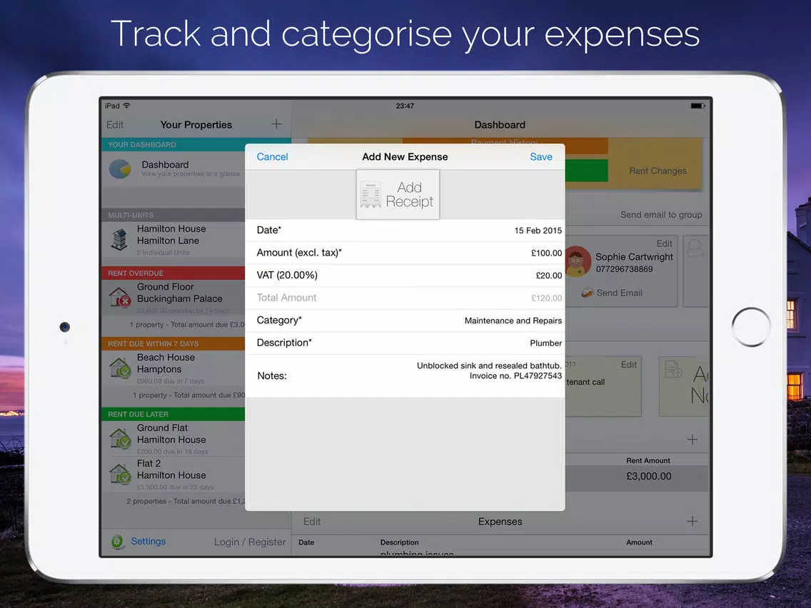 Captures d'écran de Landlord Property Buddy iPad 