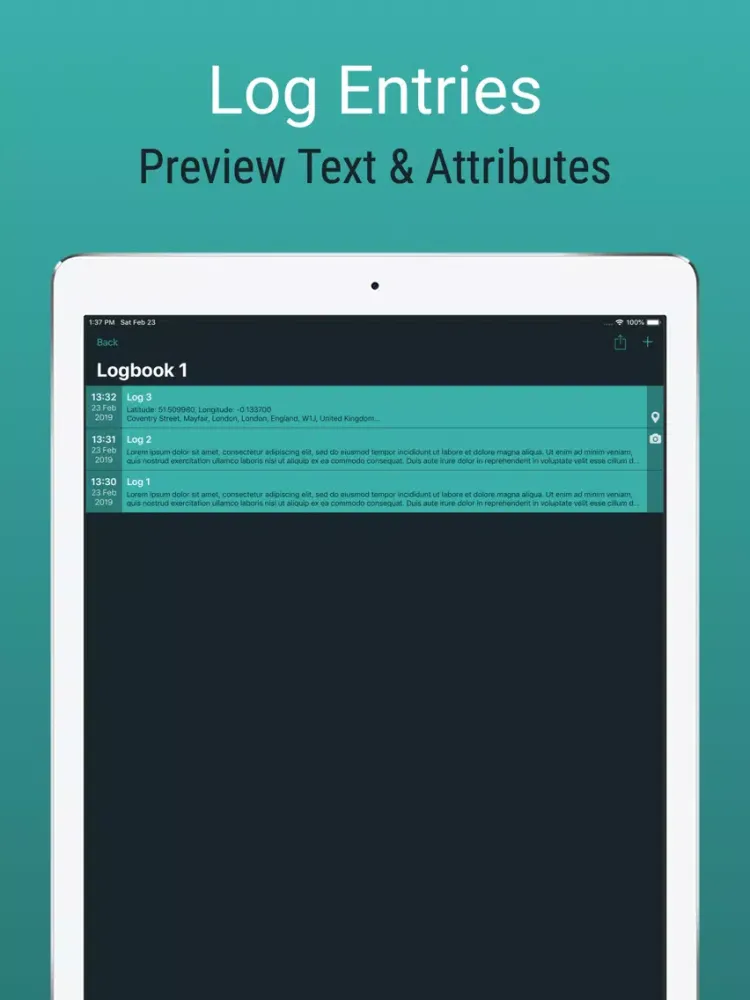 Tangkapan layar Logily iPad 