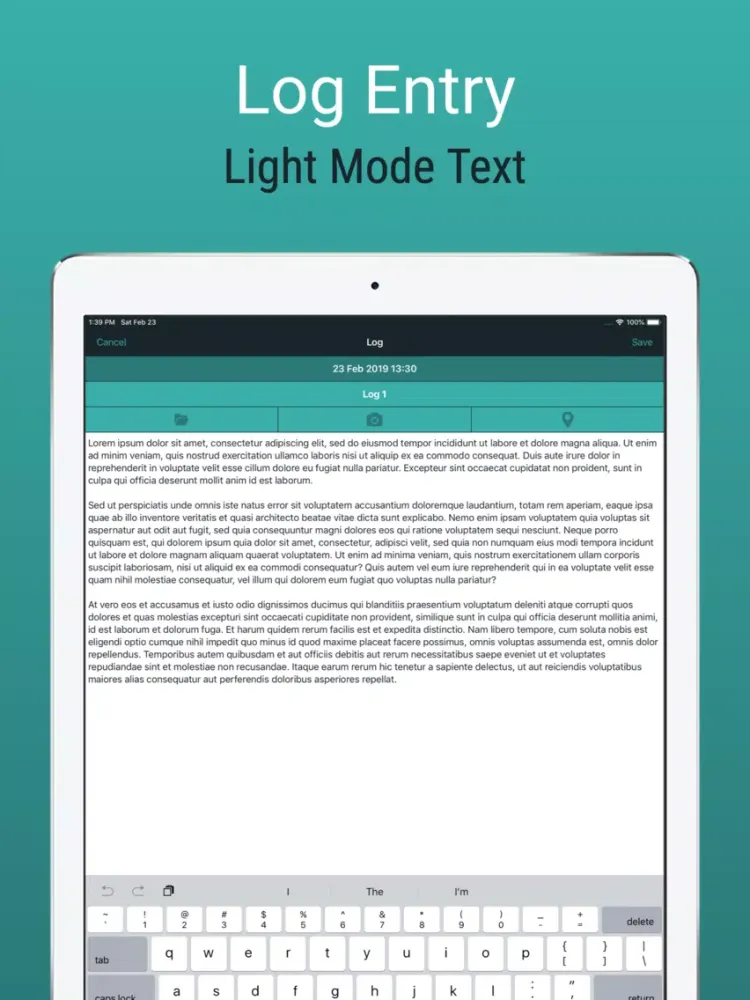 Tangkapan layar Logily iPad 