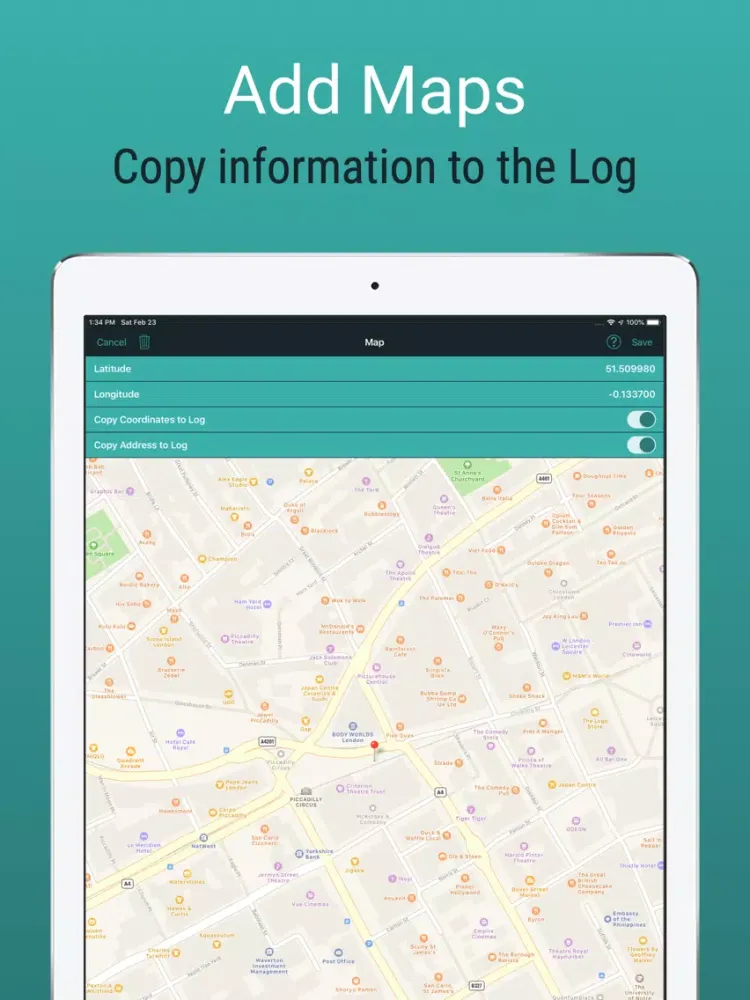 Tangkapan layar Logily iPad 