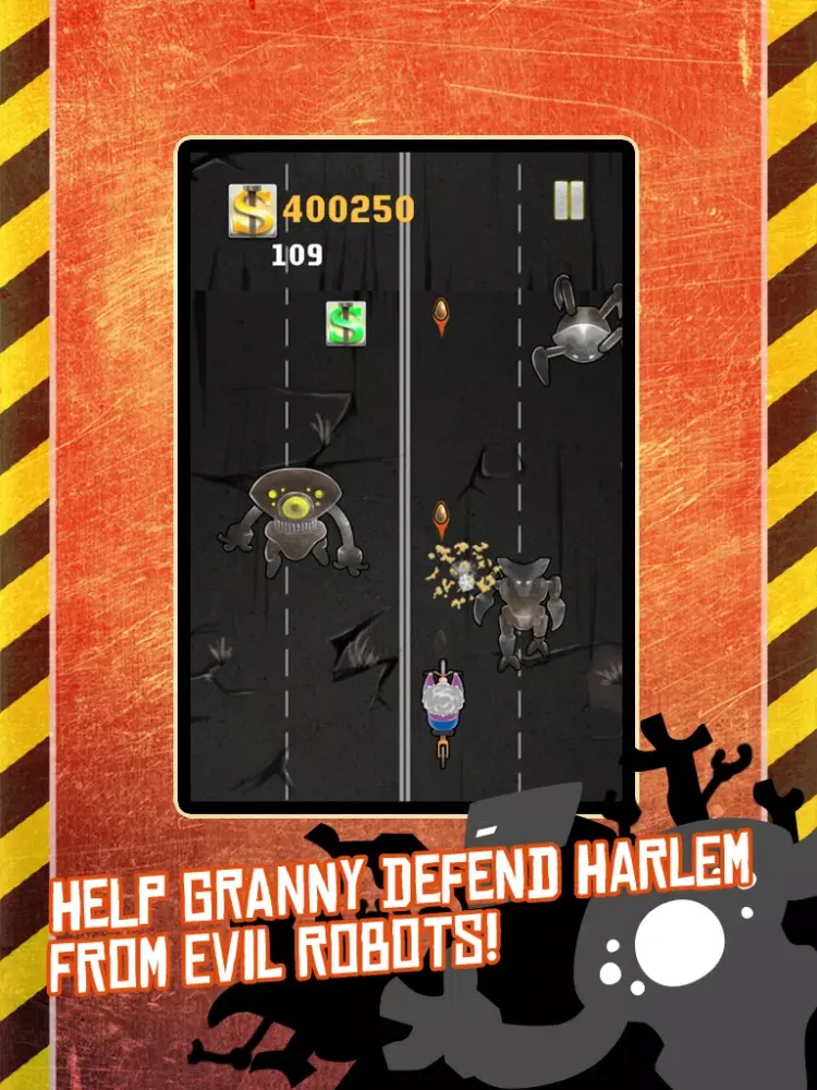 A Crazy Grandma Vs. Evil Robots Run - Save Harlem From Killer Robots iPad  سکرین شاٹس
