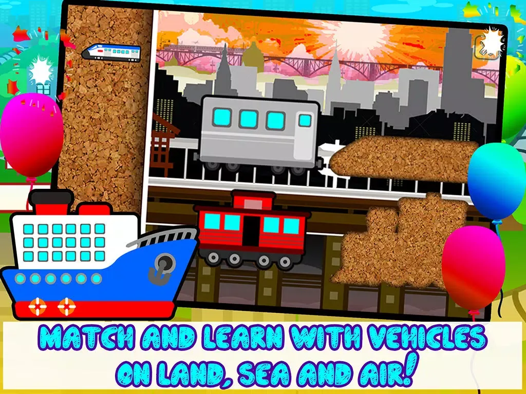 Capturas de tela do Kids Trains, Planes & Boat Vehicles - Puzzles for Kids (toddler age learning games free) iPad 