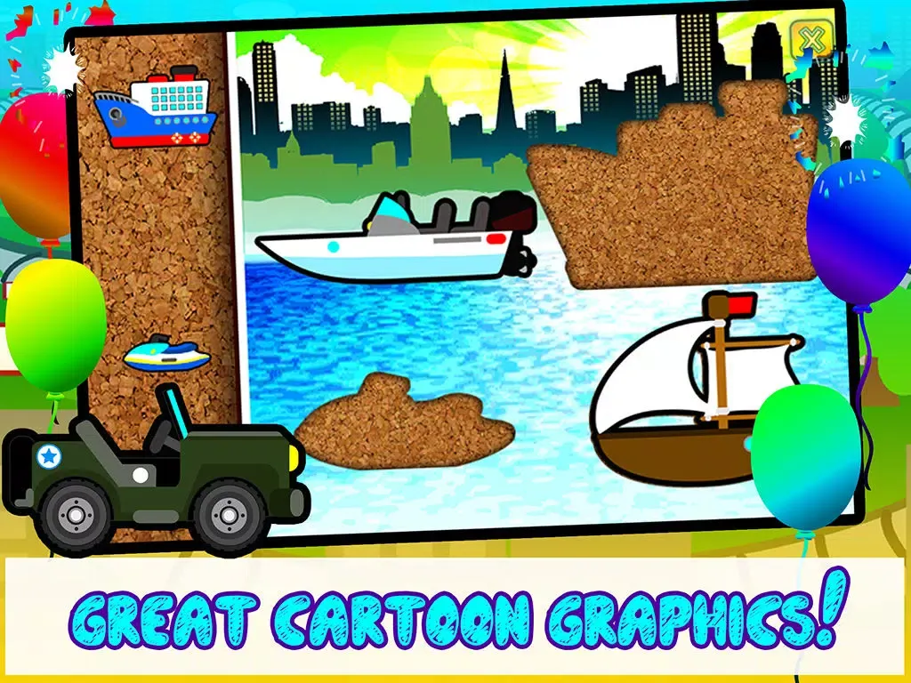 Capturas de tela do Kids Trains, Planes & Boat Vehicles - Puzzles for Kids (toddler age learning games free) iPad 