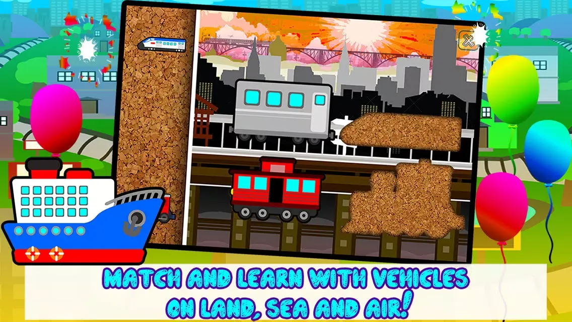 Capturas de tela do Kids Trains, Planes & Boat Vehicles - Puzzles for Kids (toddler age learning games free)