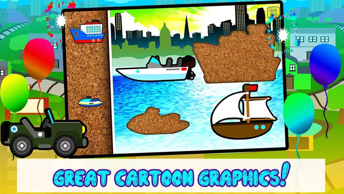 Capturas de tela do Kids Trains, Planes & Boat Vehicles - Puzzles for Kids (toddler age learning games free)