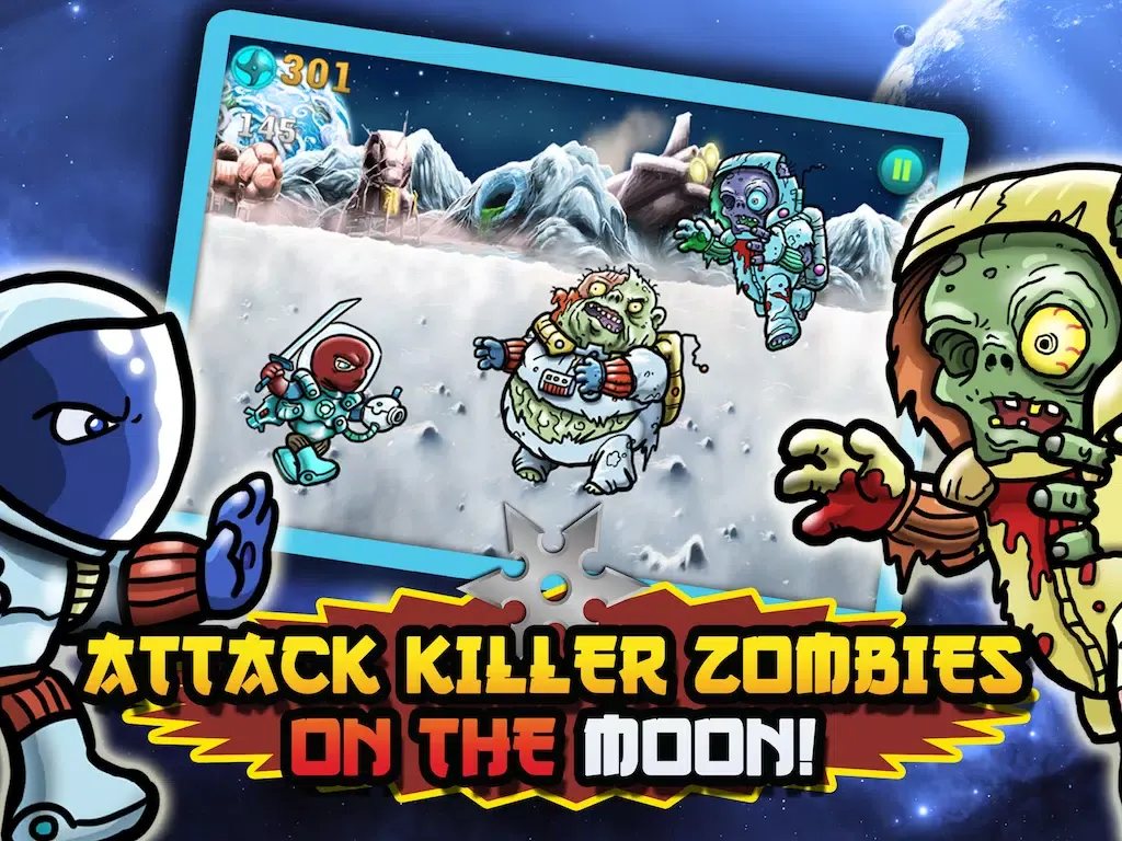 Ninjas Vs. Zombies in Space! - A Defense Running Game Free iPad 스크린샷