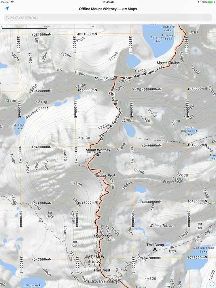 Offline Mount Whitney Map iPad 应用截图