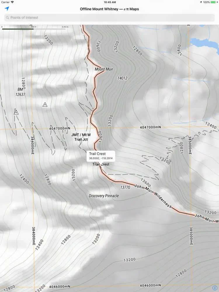 Offline Mount Whitney Map iPad 应用截图