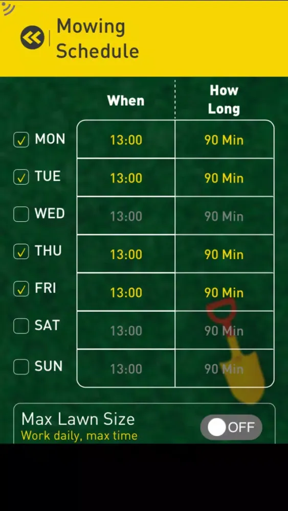 Robomow App. Screenshots