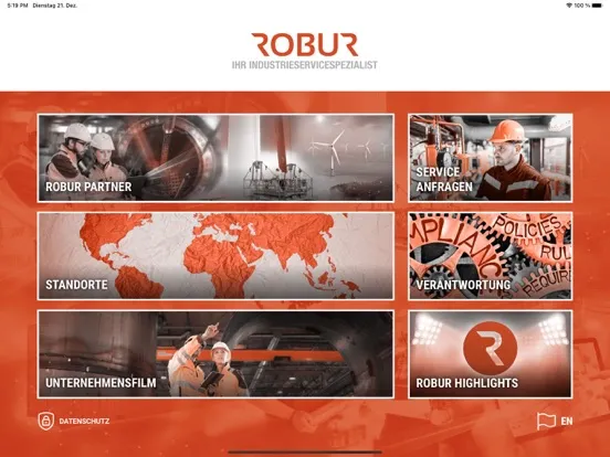 ROBUR - Service Overview iPad  Screenshots
