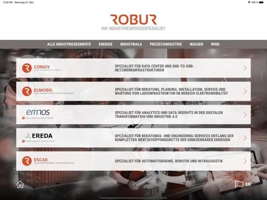 ROBUR - Service Overview iPad  Screenshots