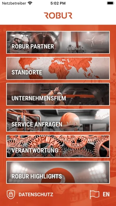 ROBUR - Service Overview Screenshots