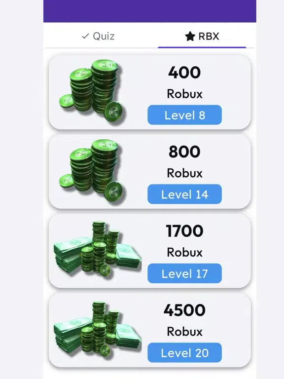 Tangkapan layar Robux Ultimate Quiz for Roblox iPad 