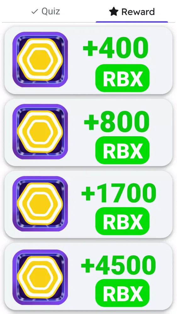 Ảnh chụp màn hình của Reward Get Robux