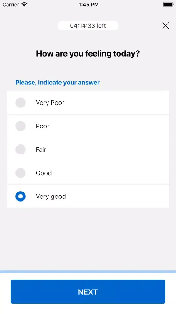 Tangkapan layar Roche eDiary FXN Impact