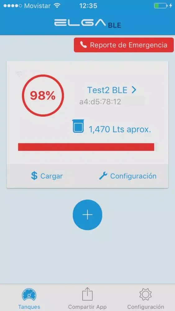 Tangkapan skrin ELGA G5 RF + BLE