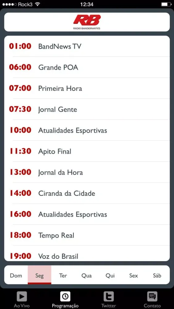 Ảnh chụp màn hình của Rádio Bandeirantes - RS