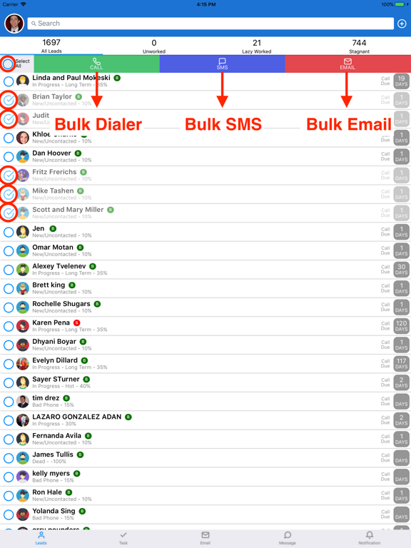 ภาพหน้าจอของ Rocket Agents CRM iPad 
