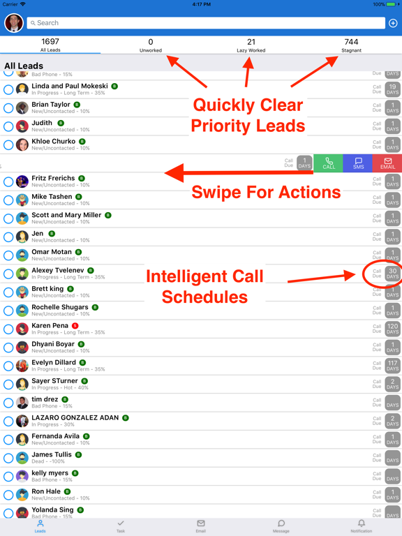 ภาพหน้าจอของ Rocket Agents CRM iPad 