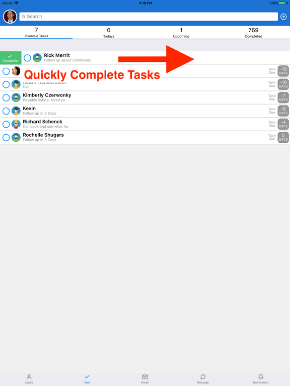 ภาพหน้าจอของ Rocket Agents CRM iPad 