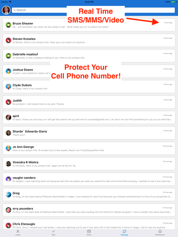 ภาพหน้าจอของ Rocket Agents CRM iPad 