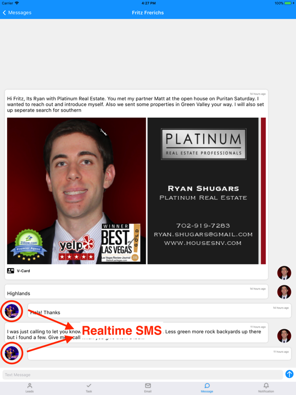 ภาพหน้าจอของ Rocket Agents CRM iPad 