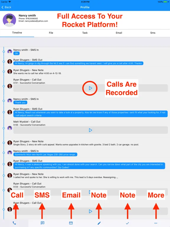 Rocket Agents CRM iPad  स्क्रीनशॉट