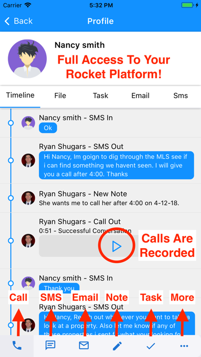 ภาพหน้าจอของ Rocket Agents CRM