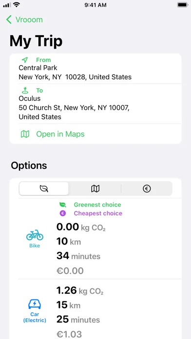 Tangkapan layar Vrooom - CO₂ Friendly Travel