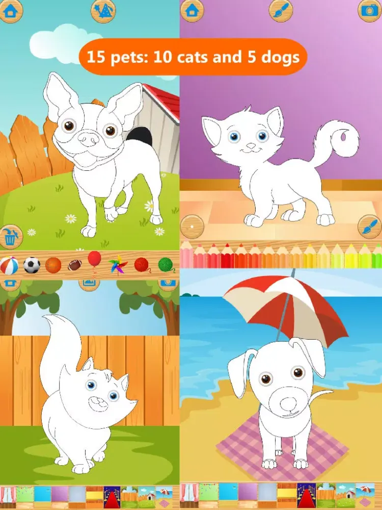 Capturas de tela do Paint & Dress up your pets - drawing, coloring and dress up game for kids FREE iPad 