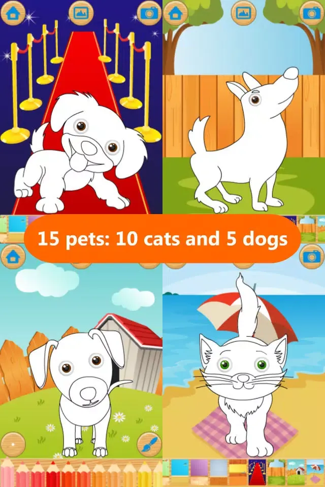 Capturas de tela do Paint & Dress up your pets - drawing, coloring and dress up game for kids FREE