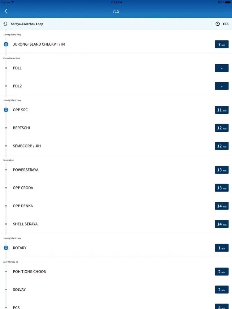 Jurong Island Transport App iPad  سکرین شاٹس