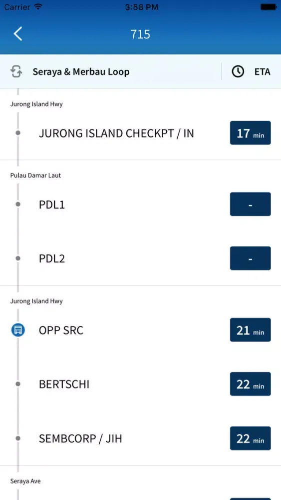 Jurong Island Transport App سکرین شاٹس