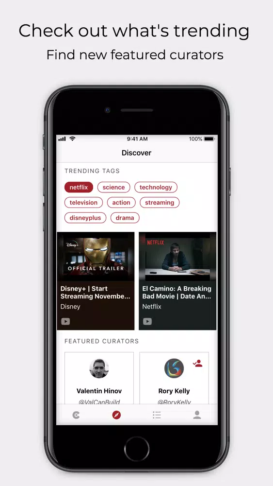 Tangkapan skrin Curated - quality content