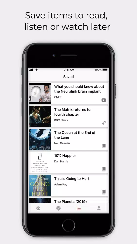 Tangkapan skrin Curated - quality content