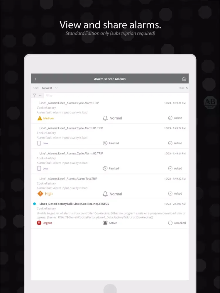 FactoryTalk® TeamONE™ iPad  Ekran Görüntüleri