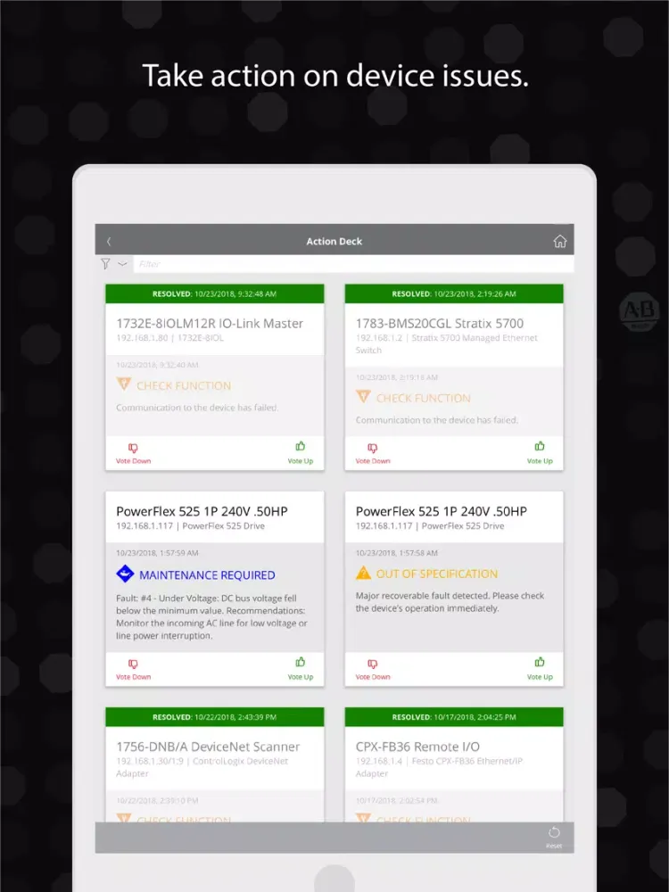 FactoryTalk® TeamONE™ iPad  Ekran Görüntüleri