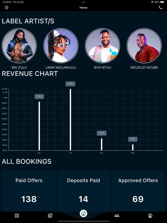Capturas de tela do BEAM Bookings iPad 