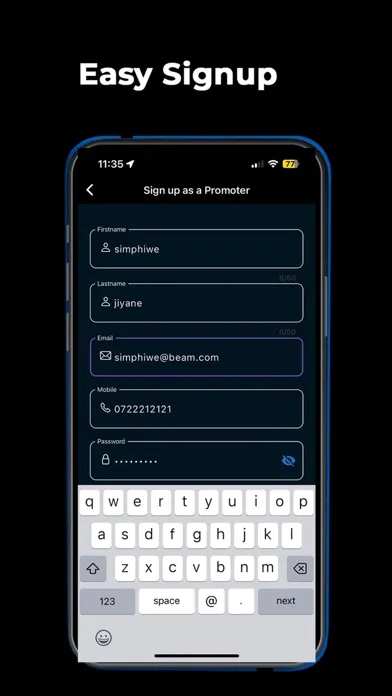 Capturas de tela do BEAM Bookings
