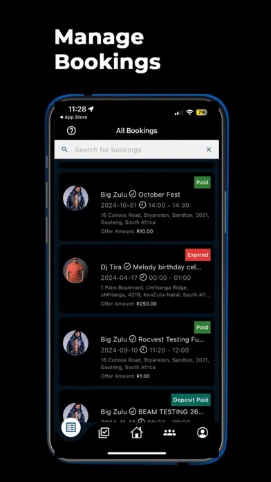 Capturas de tela do BEAM Bookings