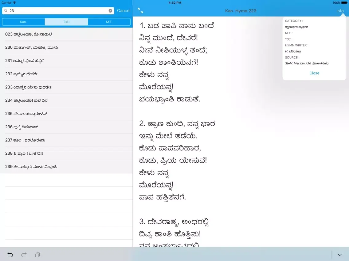 Screenshot di Mangalore Hymns iPad 