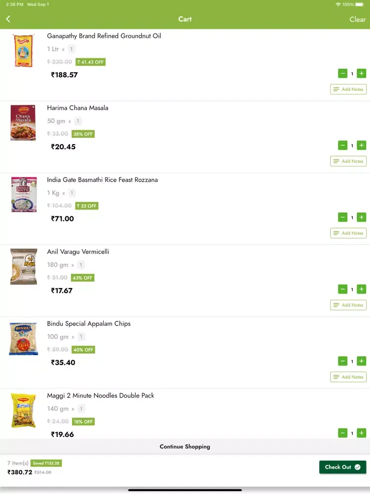 Tangkapan layar Greens Hyper Market iPad 