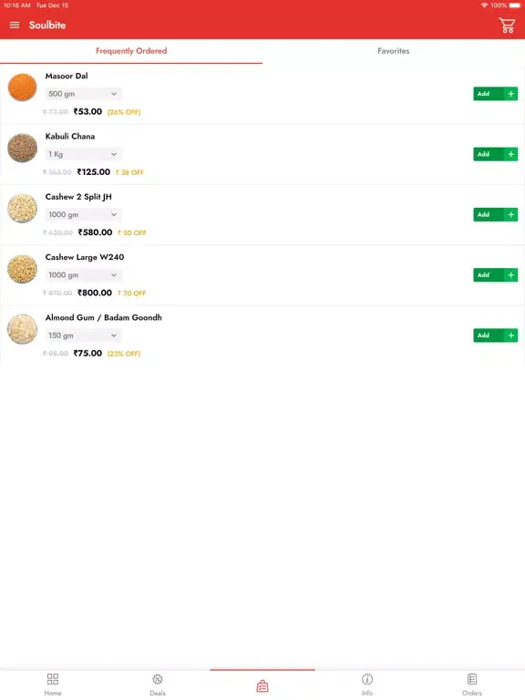 Ảnh chụp màn hình của Soulbite Online Grocery Store iPad 