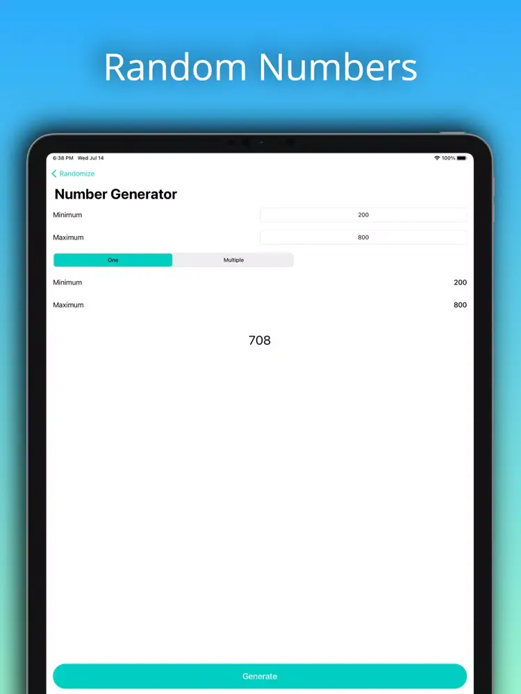 ภาพหน้าจอของ Randomizer: Events Generator iPad 